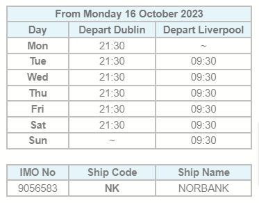 P&O Ferries Dublin Liverpool timetable update