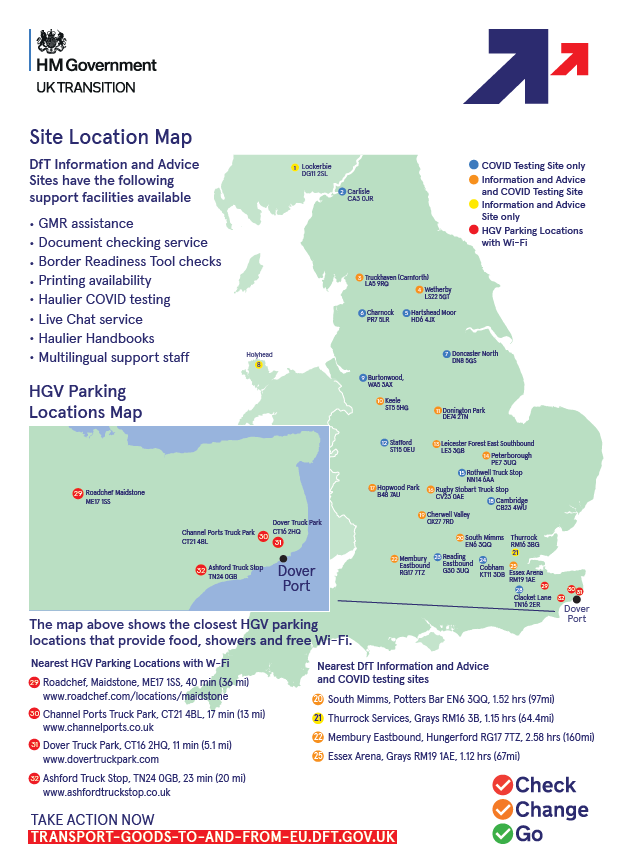 UK government haulier advice finding help site location map