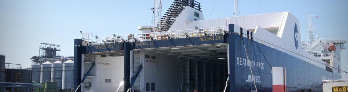 Seatruck Pace ferry at Brocklebank Docks, Liverpool